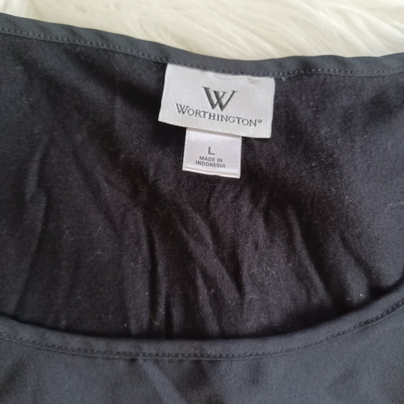{Worthington} Silky Black Tank with Side Beading - Picture 3 of 4